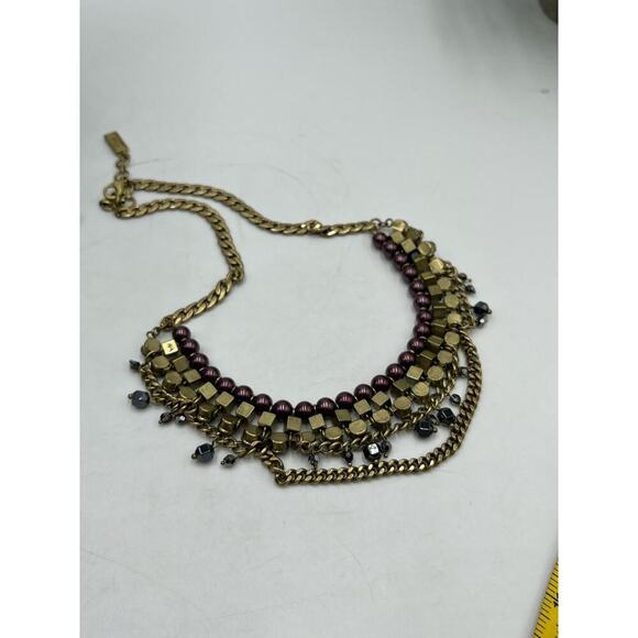 Silpada KR Vintage Hematite Bead Purple Faux Pearl Brass Necklace Magnetic Clasp - Picture 13 of 15